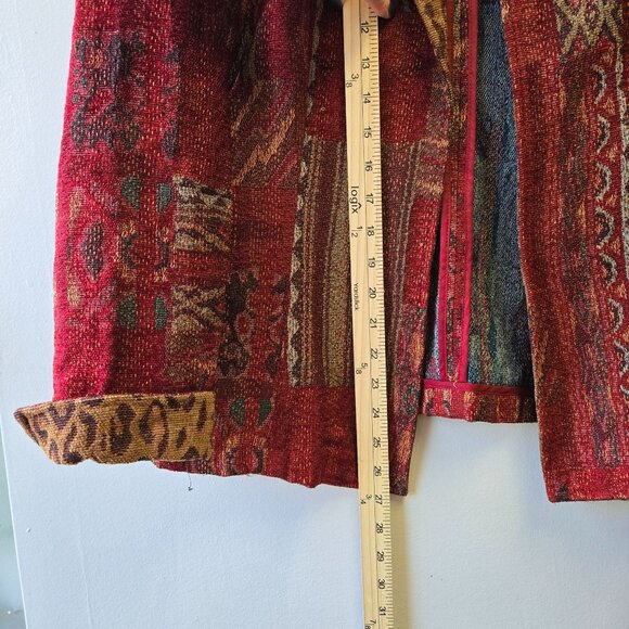 Vintage Coldwater Creek Patchwork Open Jacket Southwestern Leopard Tapestry PM - Picture 9 of 9